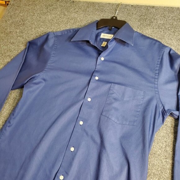 Van Heusen Fitted Wrinkle Free Dress Shirt Men's Size M 15 1/2 34/35 Royal Blue - Picture 5 of 9